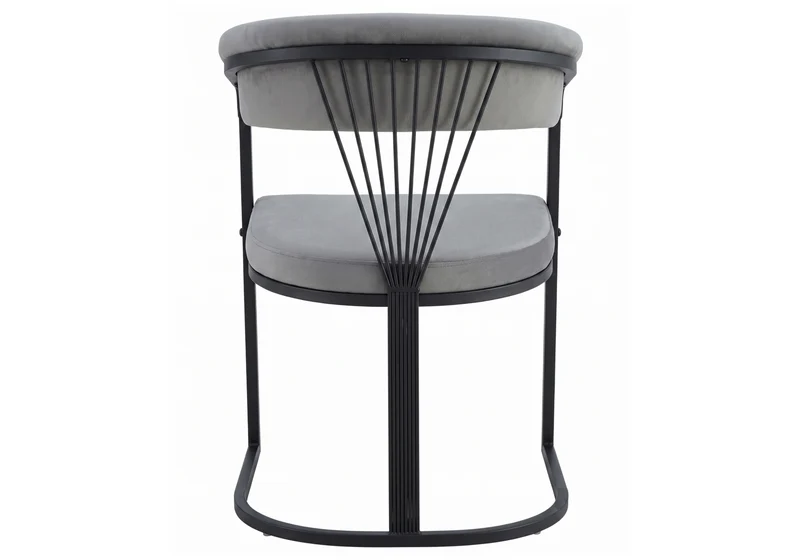 Fauteuil de table velours gris pieds luge noir - Siam x2