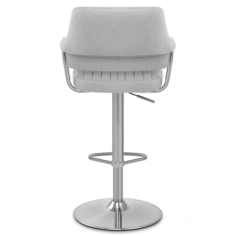 Chaise de Bar Tissu Chrome Brossé - Skyline Gris