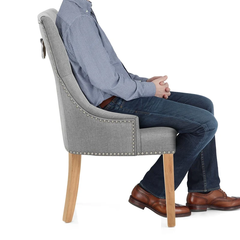 Chaise Chêne Tissu - Ascot Gris