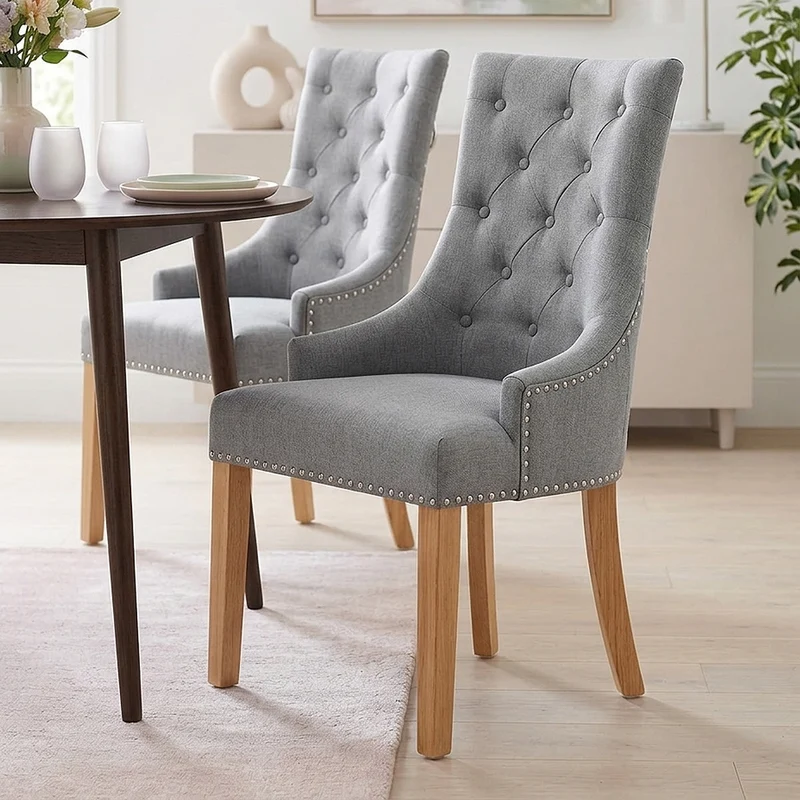 Chaise Chêne Tissu - Ascot Gris