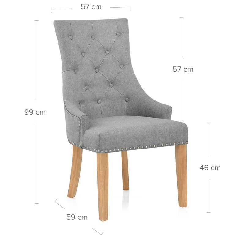 Chaise Chêne Tissu - Ascot Gris