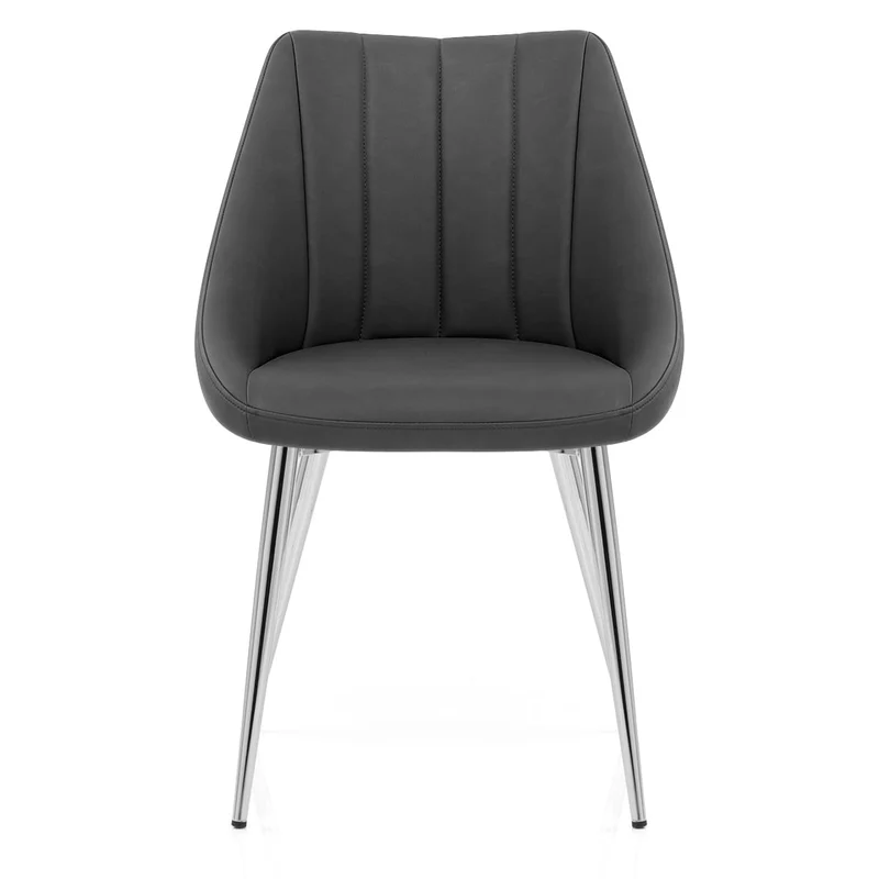 Chaise Faux Cuir Chrome - Tempo Gris Foncé