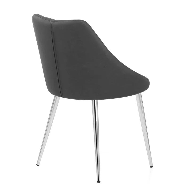 Chaise Faux Cuir Chrome - Tempo Gris Foncé