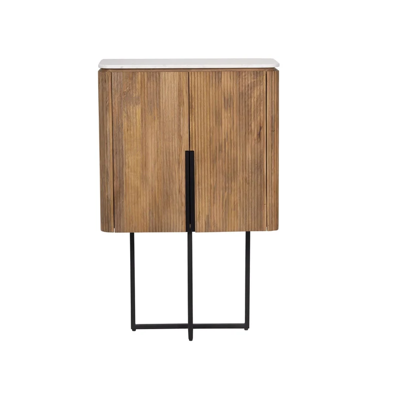 Buffet haut 2 portes plateau marbre blanc | Manguier Kfir II
