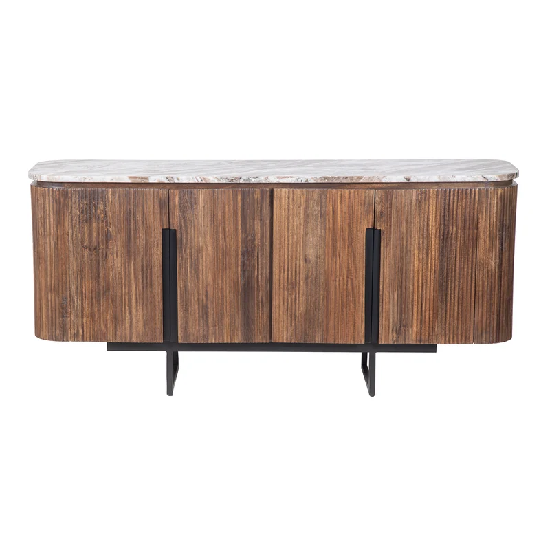 Buffet 4 portes plateau marbre | Manguier Kfir II