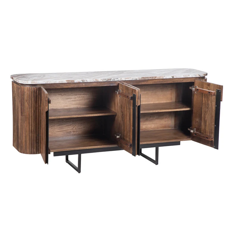 Buffet 4 portes plateau marbre | Manguier Kfir II
