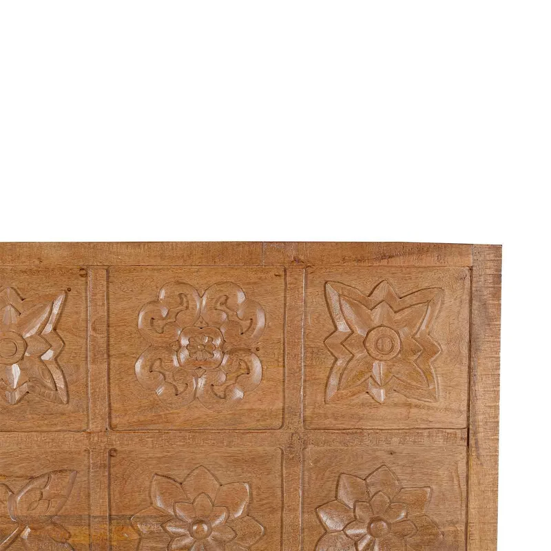 Tête de lit queen size sculptée 160 cm en bois massif manguier - Sculture