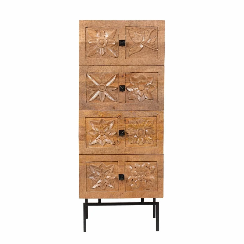 Chiffonniers 4 tiroirs en bois manguier massif - Sculture