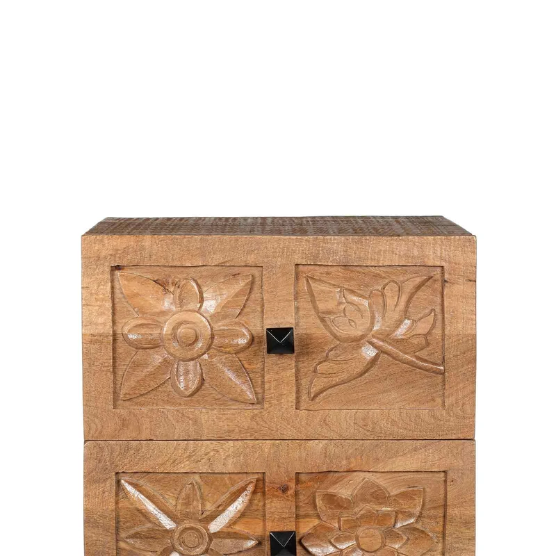 Chiffonniers 4 tiroirs en bois manguier massif - Sculture