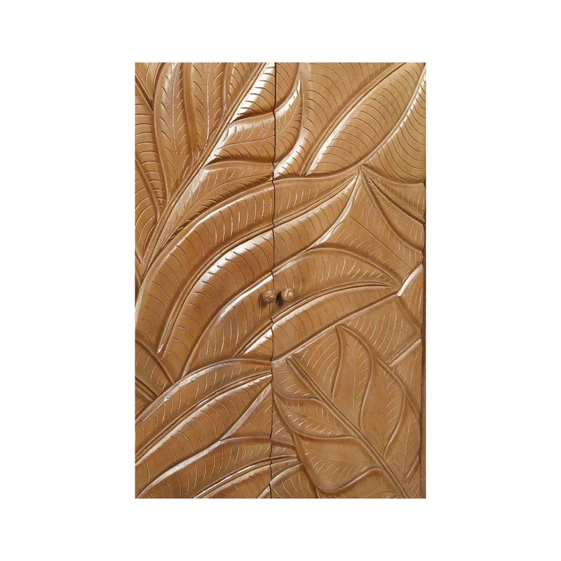 Buffet haut sculpté 2 portes en bois massif manguier - Floria