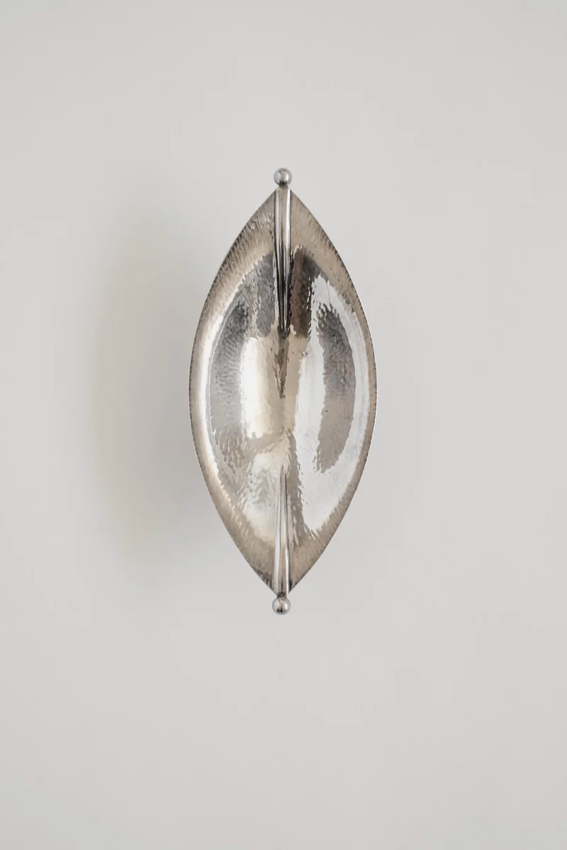 Vintage Silver-Plated Dish with Hammered Texture