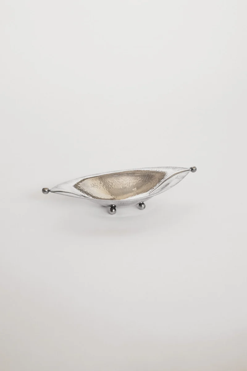 Vintage Silver-Plated Dish with Hammered Texture