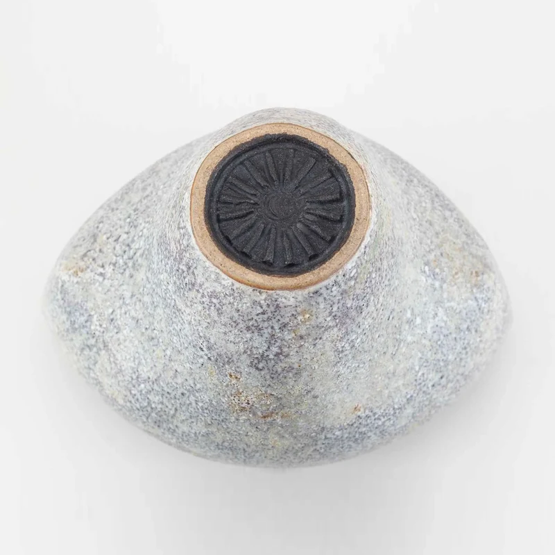 A Cloven Stoneware Bowl in Lilac and Grey Glaze by Chris Carter (B. 1945)