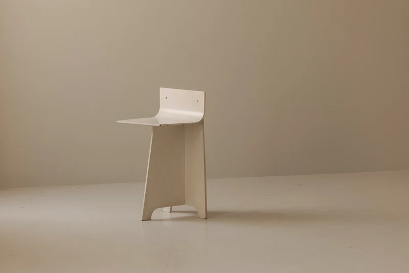 Decorative Sculptural French Off-White Plywood Accent Chair, 1940s