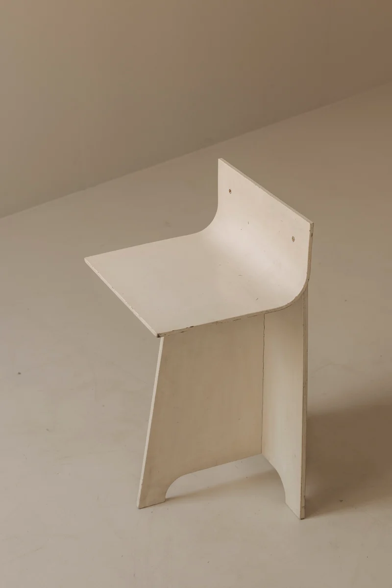 Decorative Sculptural French Off-White Plywood Accent Chair, 1940s