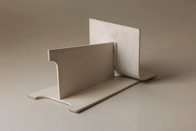 Decorative Sculptural French Off-White Plywood Accent Chair, 1940s