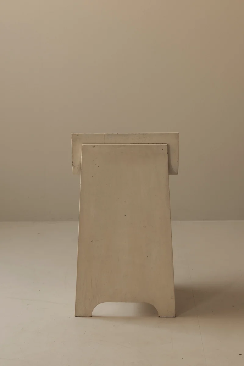 Decorative Sculptural French Off-White Plywood Accent Chair, 1940s