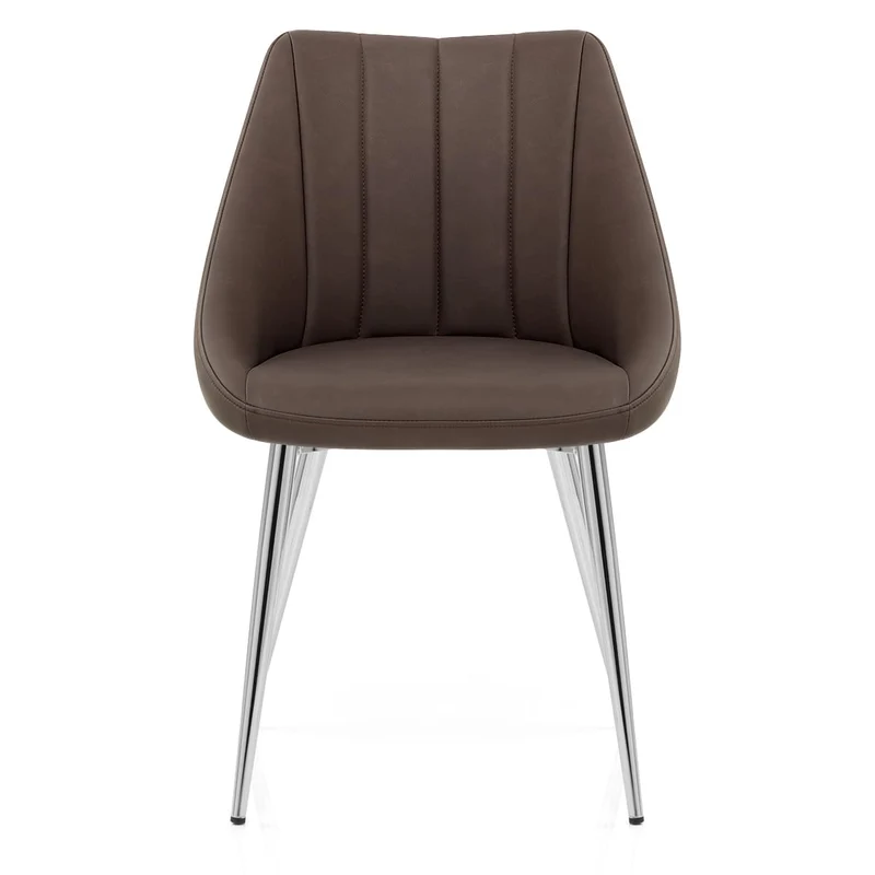 Chaise Faux Cuir Chrome - Tempo Marron