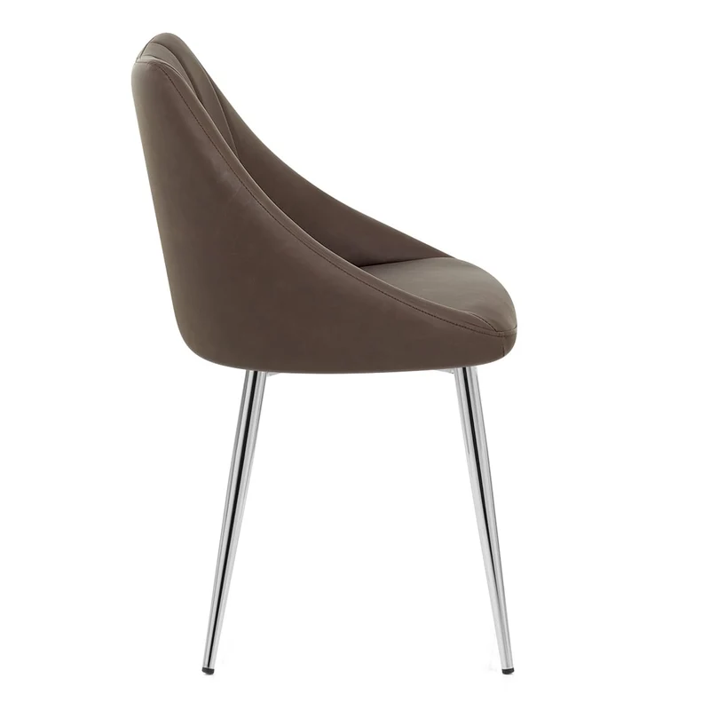 Chaise Faux Cuir Chrome - Tempo Marron
