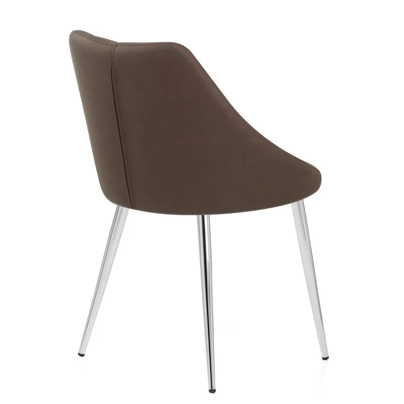 Chaise Faux Cuir Chrome - Tempo Marron