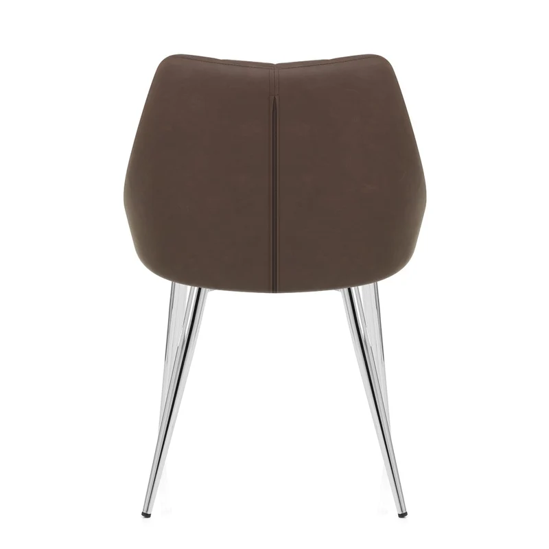 Chaise Faux Cuir Chrome - Tempo Marron