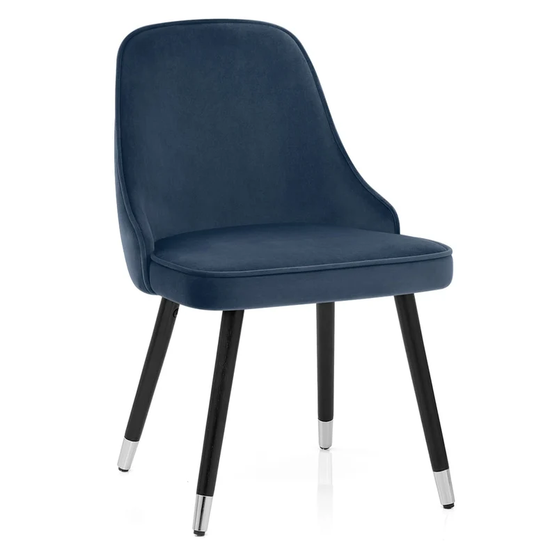 Chaise Bois Velours - Glam Bleu