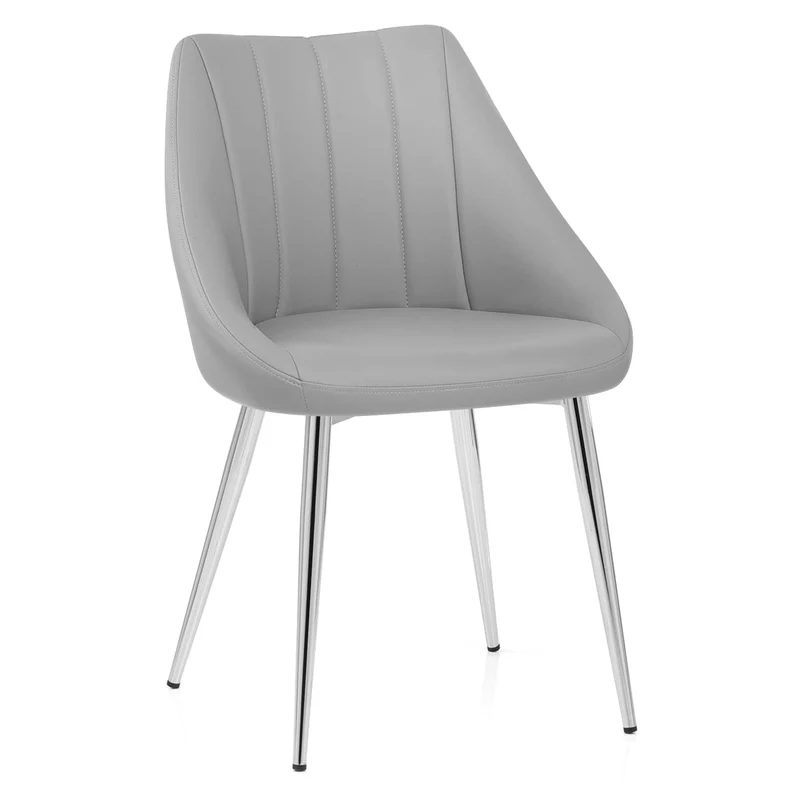 Chaise Faux Cuir Chrome - Tempo Gris
