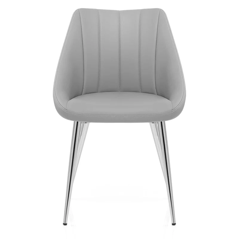 Chaise Faux Cuir Chrome - Tempo Gris