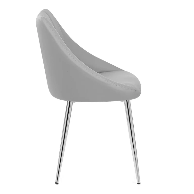 Chaise Faux Cuir Chrome - Tempo Gris
