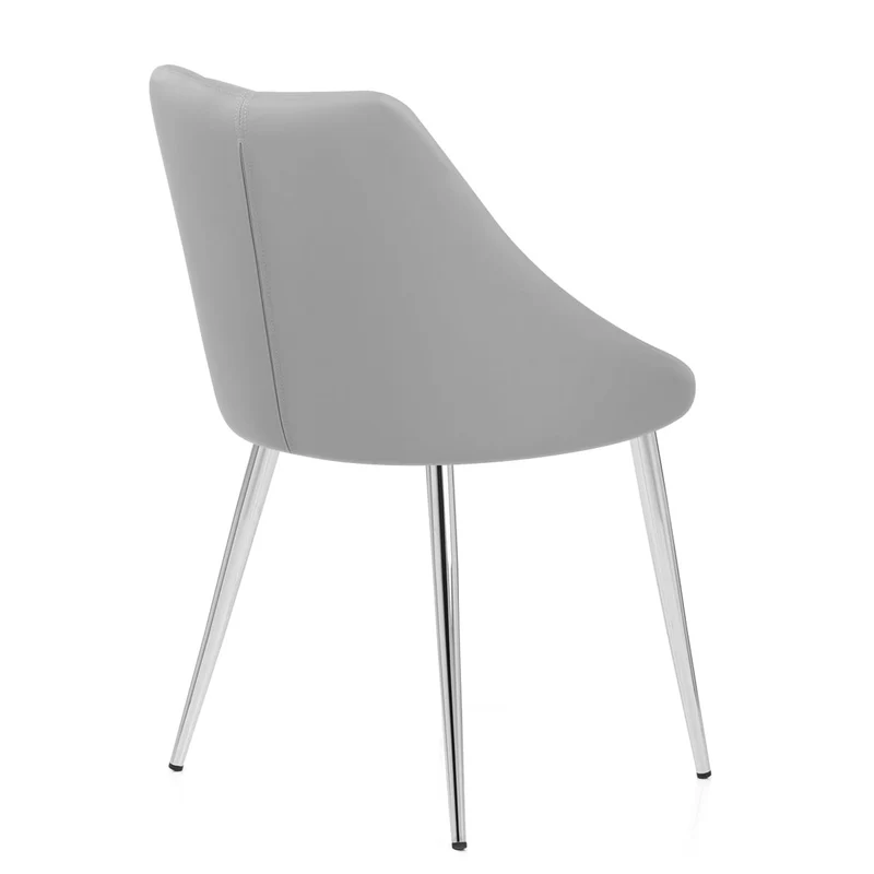 Chaise Faux Cuir Chrome - Tempo Gris