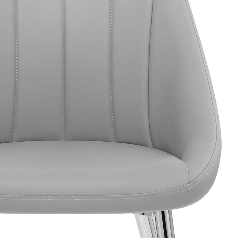 Chaise Faux Cuir Chrome - Tempo Gris