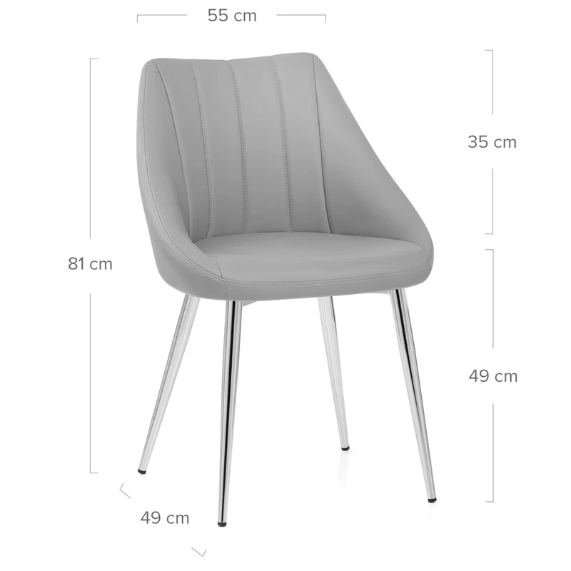 Chaise Faux Cuir Chrome - Tempo Gris