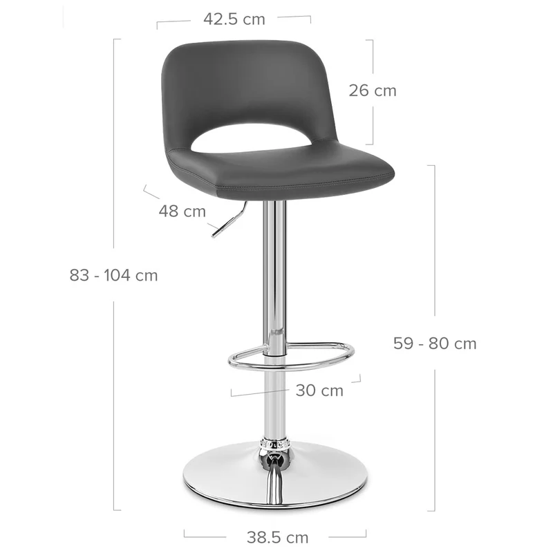 Tabouret de Bar Faux Cuir - Hugo Gris