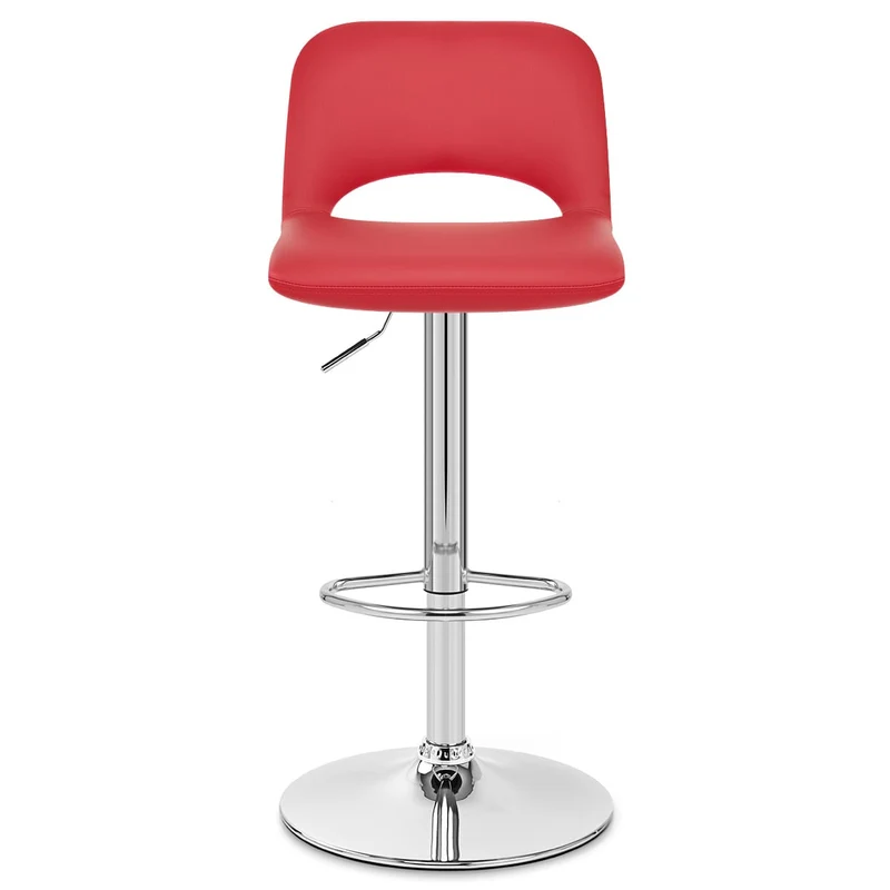 Tabouret de Bar Faux Cuir - Hugo Rouge