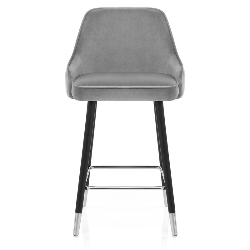 Chaise de Bar Bois Velours - Glam Gris