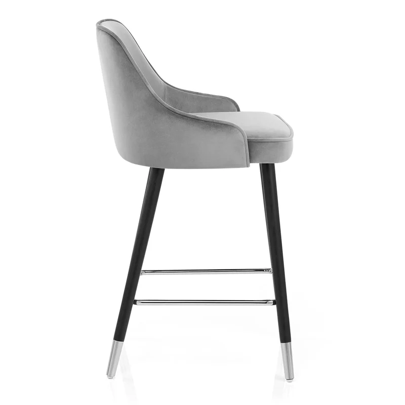 Chaise de Bar Bois Velours - Glam Gris