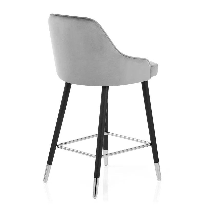 Chaise de Bar Bois Velours - Glam Gris