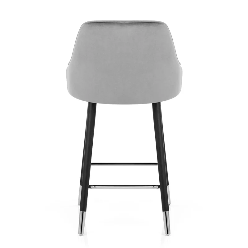 Chaise de Bar Bois Velours - Glam Gris