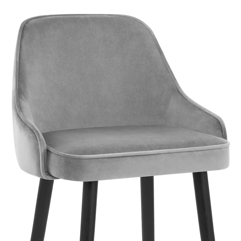 Chaise de Bar Bois Velours - Glam Gris