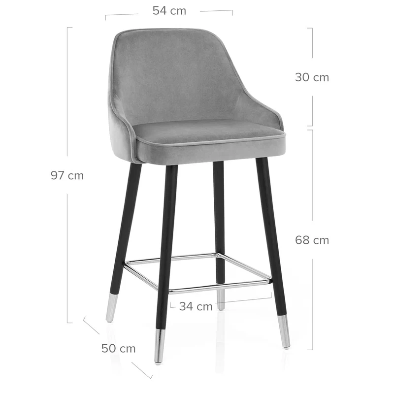 Chaise de Bar Bois Velours - Glam Gris
