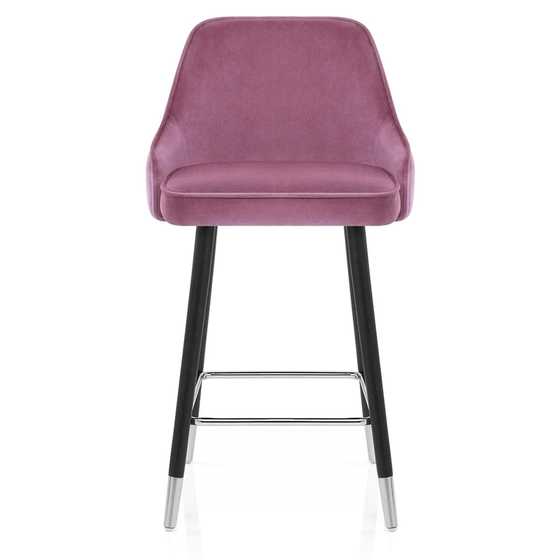 Chaise de Bar Bois Velours - Glam Violet
