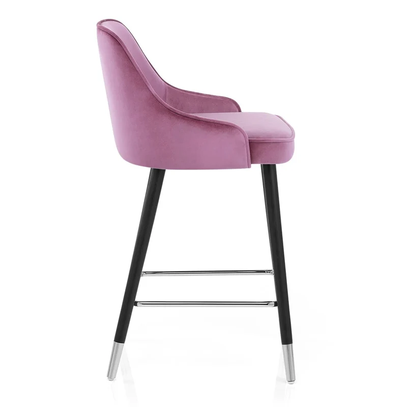 Chaise de Bar Bois Velours - Glam Violet