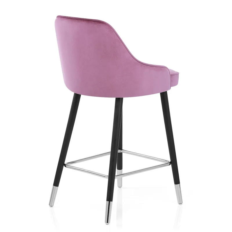 Chaise de Bar Bois Velours - Glam Violet