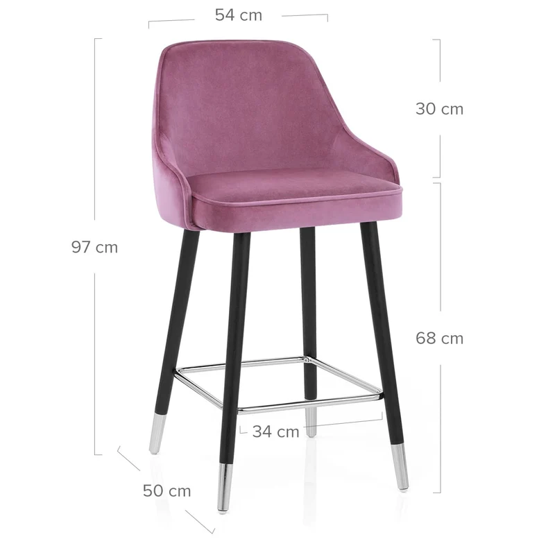 Chaise de Bar Bois Velours - Glam Violet