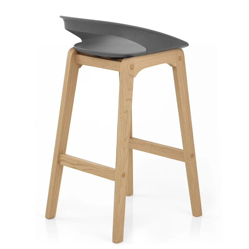Tabouret de Bar Résine Bois - Crew Gris