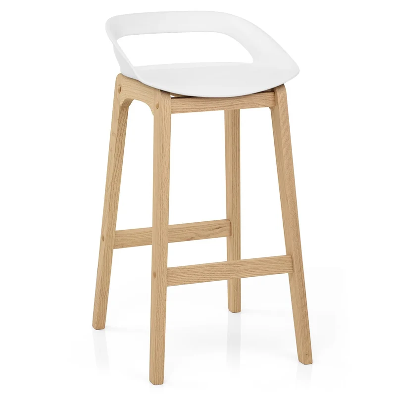 Tabouret de Bar Résine Bois - Crew Blanc