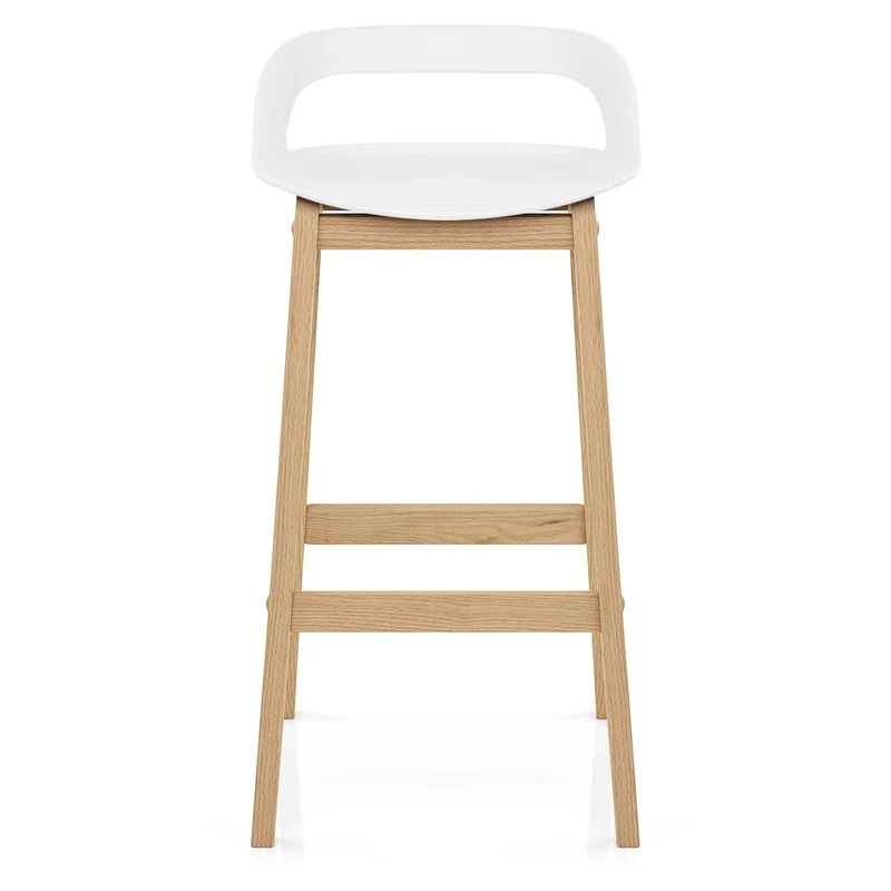 Tabouret de Bar Résine Bois - Crew Blanc