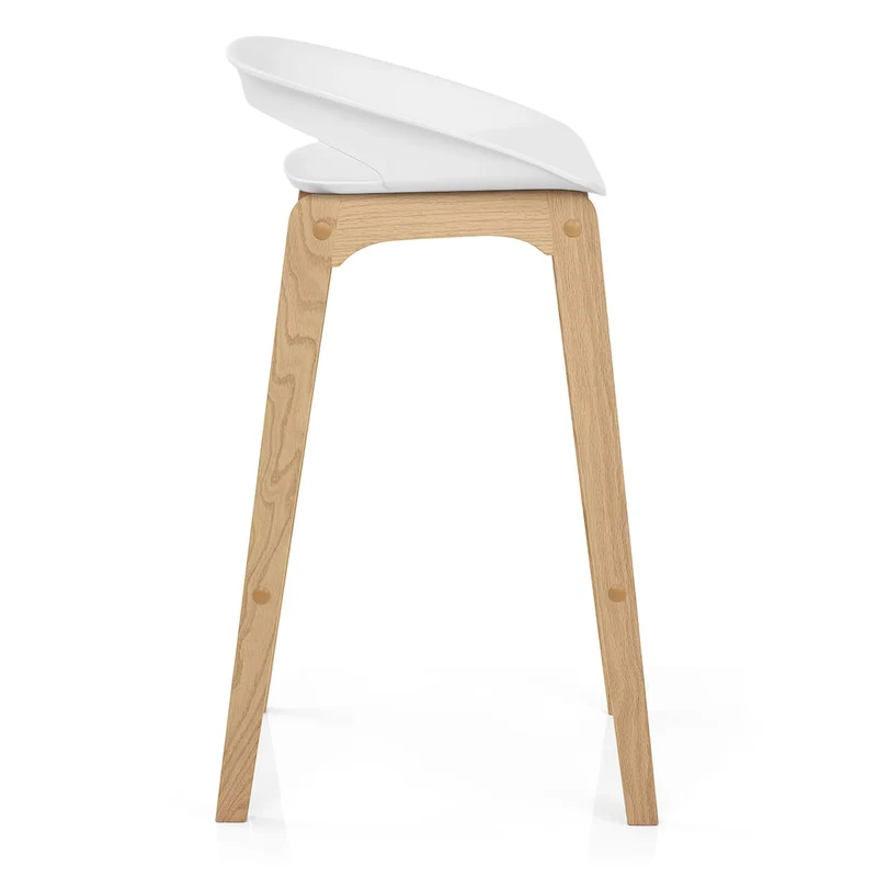 Tabouret de Bar Résine Bois - Crew Blanc