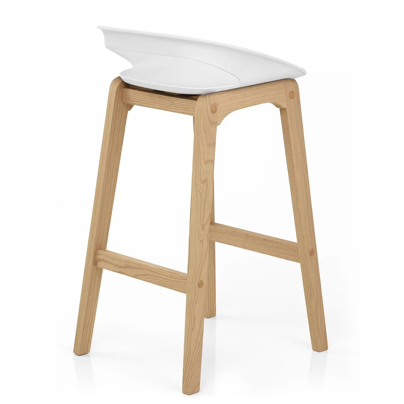 Tabouret de Bar Résine Bois - Crew Blanc