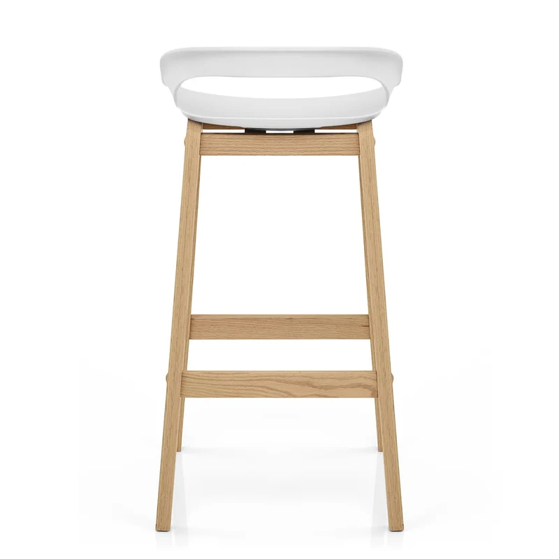 Tabouret de Bar Résine Bois - Crew Blanc